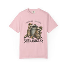 Load image into Gallery viewer, Engaged in Minor Shenanigans Comfort Colors Shirt, Funny Raccoon Graphic Tee, Sarcastic Animal Shirt