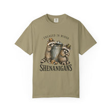 Load image into Gallery viewer, Engaged in Minor Shenanigans Comfort Colors Shirt, Funny Raccoon Graphic Tee, Sarcastic Animal Shirt