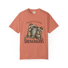 Load image into Gallery viewer, Engaged in Minor Shenanigans Comfort Colors Shirt, Funny Raccoon Graphic Tee, Sarcastic Animal Shirt