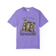 Load image into Gallery viewer, Engaged in Minor Shenanigans Comfort Colors Shirt, Funny Raccoon Graphic Tee, Sarcastic Animal Shirt