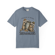 Load image into Gallery viewer, Engaged in Minor Shenanigans Comfort Colors Shirt, Funny Raccoon Graphic Tee, Sarcastic Animal Shirt - Samantha Cade Collection
