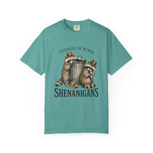 Load image into Gallery viewer, Engaged in Minor Shenanigans Comfort Colors Shirt, Funny Raccoon Graphic Tee, Sarcastic Animal Shirt - Samantha Cade Collection