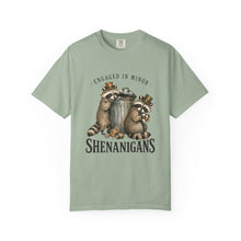 Load image into Gallery viewer, Engaged in Minor Shenanigans Comfort Colors Shirt, Funny Raccoon Graphic Tee, Sarcastic Animal Shirt - Samantha Cade Collection