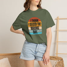 Load image into Gallery viewer, I Think I Seized The Wrong Day Retro Sunset Comfort Colors Snarky T-Shirt - Samantha Cade Collection