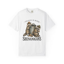 Load image into Gallery viewer, Engaged in Minor Shenanigans Comfort Colors Shirt, Funny Raccoon Graphic Tee, Sarcastic Animal Shirt

