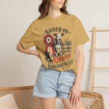 Load image into Gallery viewer, Raised on Ribbons &amp; Fairground Dust Comfort Colors Shirt, County Fair Western Graphic Tee
