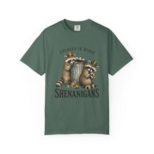 Load image into Gallery viewer, Engaged in Minor Shenanigans Comfort Colors Shirt, Funny Raccoon Graphic Tee, Sarcastic Animal Shirt
