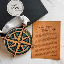 Load image into Gallery viewer, True North Compass Ornament | “Finding Your True North” Story Card
