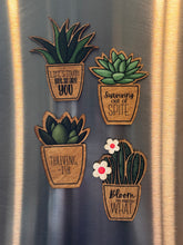 Load image into Gallery viewer, Encouraging Wooden Succulent Magnet Set of 4
