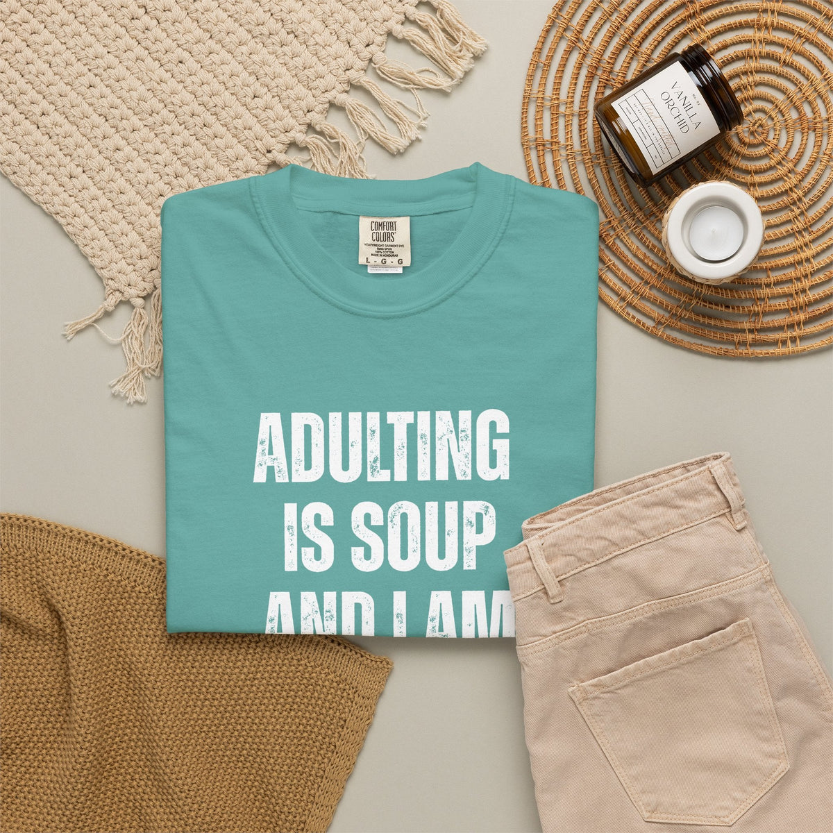 Adulting is Soup and I am a Fork Comfort Colors Snarky T-Shirt - Samantha Cade Collection