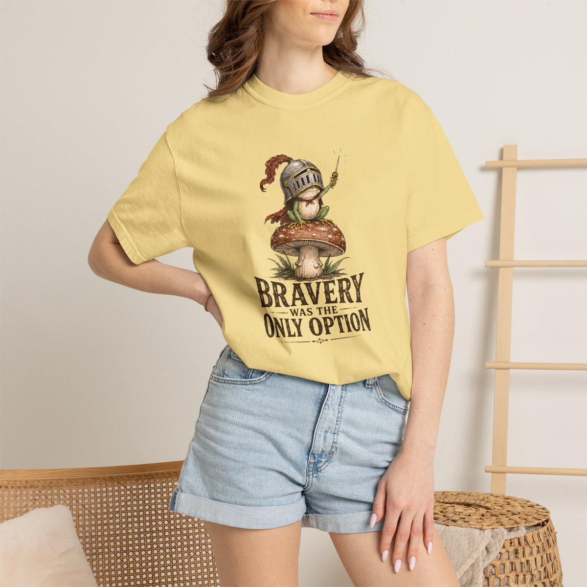 Bravery Was the Only Option Comfort Colors Shirt, Funny Frog Knight Fantasy Graphic Tee - Samantha Cade Collection