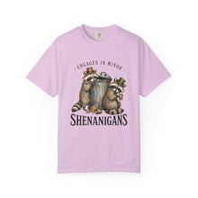 Load image into Gallery viewer, Engaged in Minor Shenanigans Comfort Colors Shirt, Funny Raccoon Graphic Tee, Sarcastic Animal Shirt - Samantha Cade Collection

