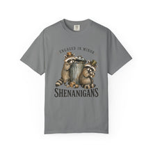 Load image into Gallery viewer, Engaged in Minor Shenanigans Comfort Colors Shirt, Funny Raccoon Graphic Tee, Sarcastic Animal Shirt - Samantha Cade Collection
