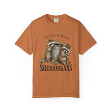 Load image into Gallery viewer, Engaged in Minor Shenanigans Comfort Colors Shirt, Funny Raccoon Graphic Tee, Sarcastic Animal Shirt - Samantha Cade Collection
