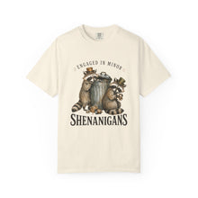 Load image into Gallery viewer, Engaged in Minor Shenanigans Comfort Colors Shirt, Funny Raccoon Graphic Tee, Sarcastic Animal Shirt - Samantha Cade Collection

