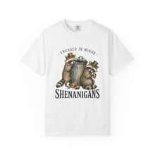 Load image into Gallery viewer, Engaged in Minor Shenanigans Comfort Colors Shirt, Funny Raccoon Graphic Tee, Sarcastic Animal Shirt - Samantha Cade Collection
