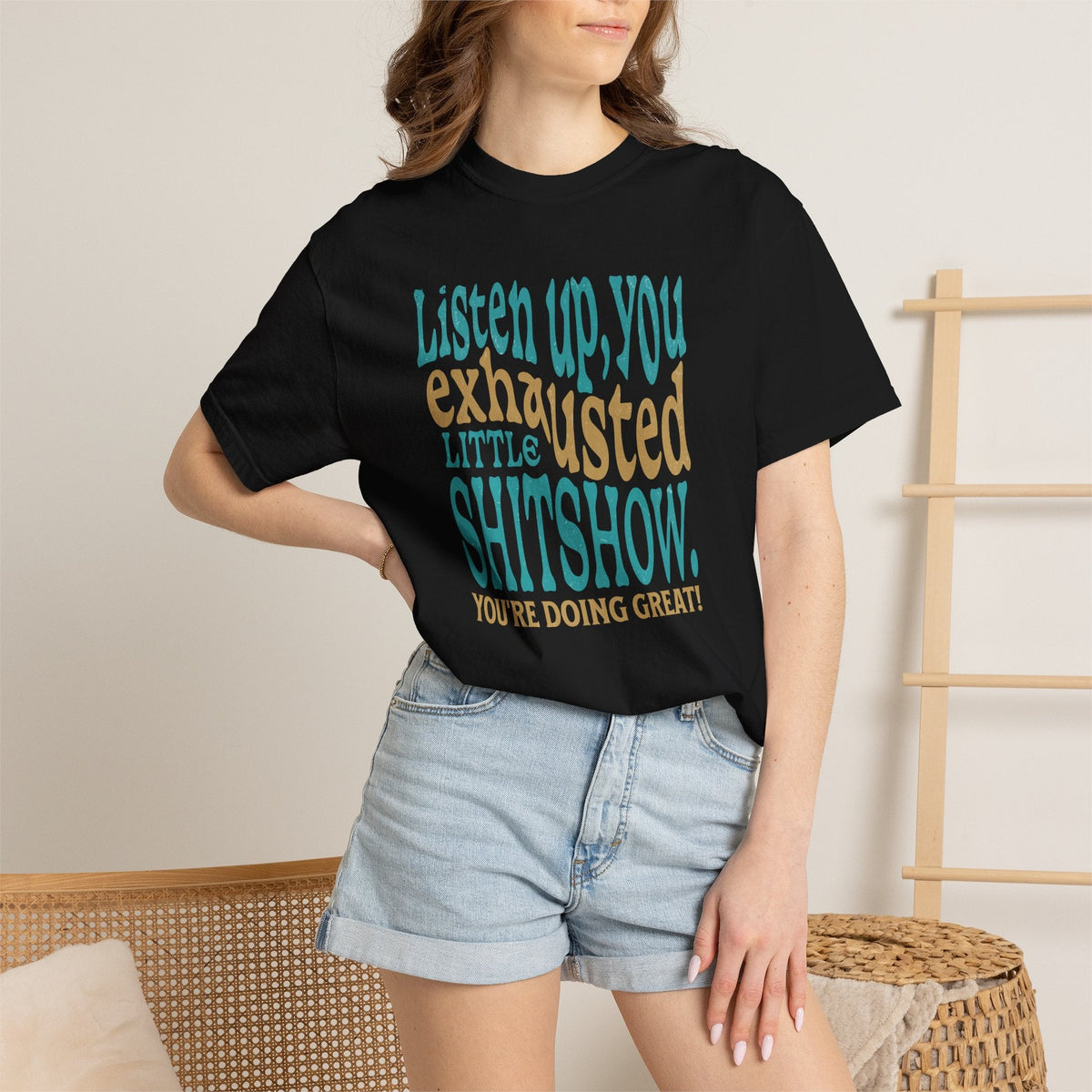 Exhausted Little Shitshow T-Shirt | Funny Sarcastic Quote Tee - Samantha Cade Collection