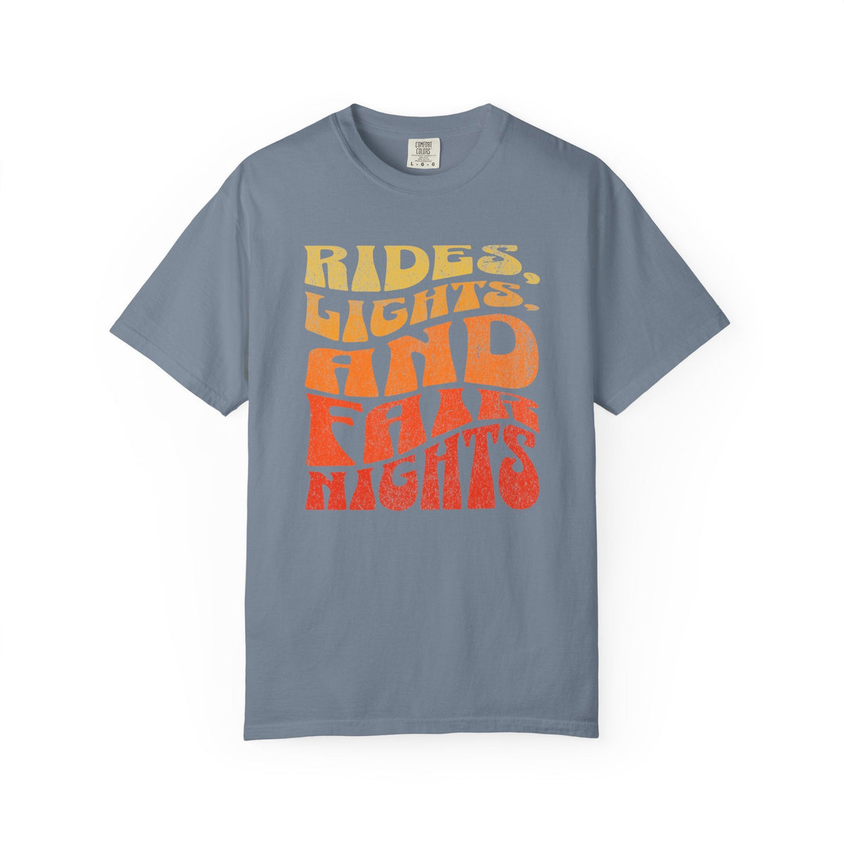 Rides Lights and Late Nights T-shirt | Retro Orange Gradient Typography - Samantha Cade Collection