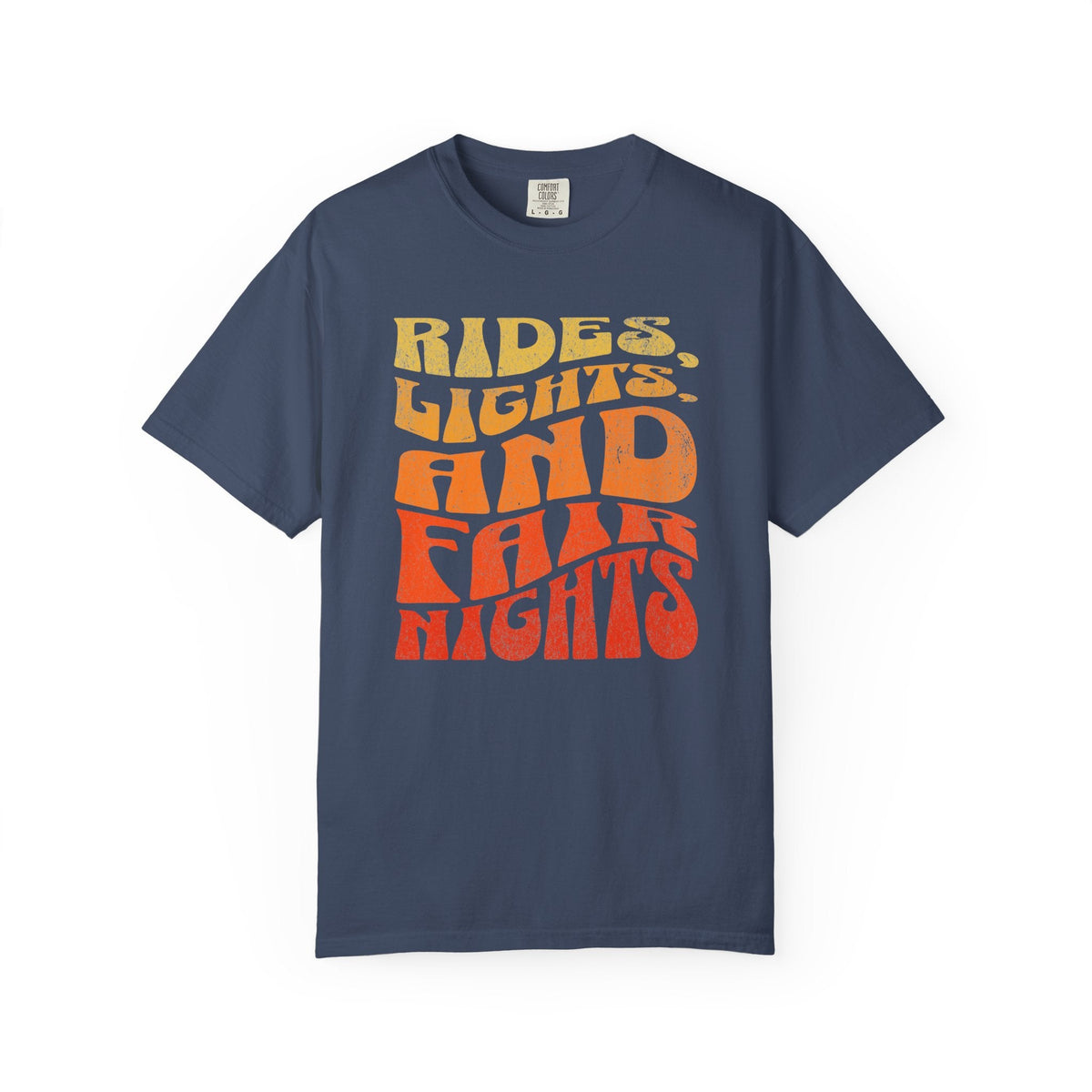 Rides Lights and Late Nights T-shirt | Retro Orange Gradient Typography - Samantha Cade Collection