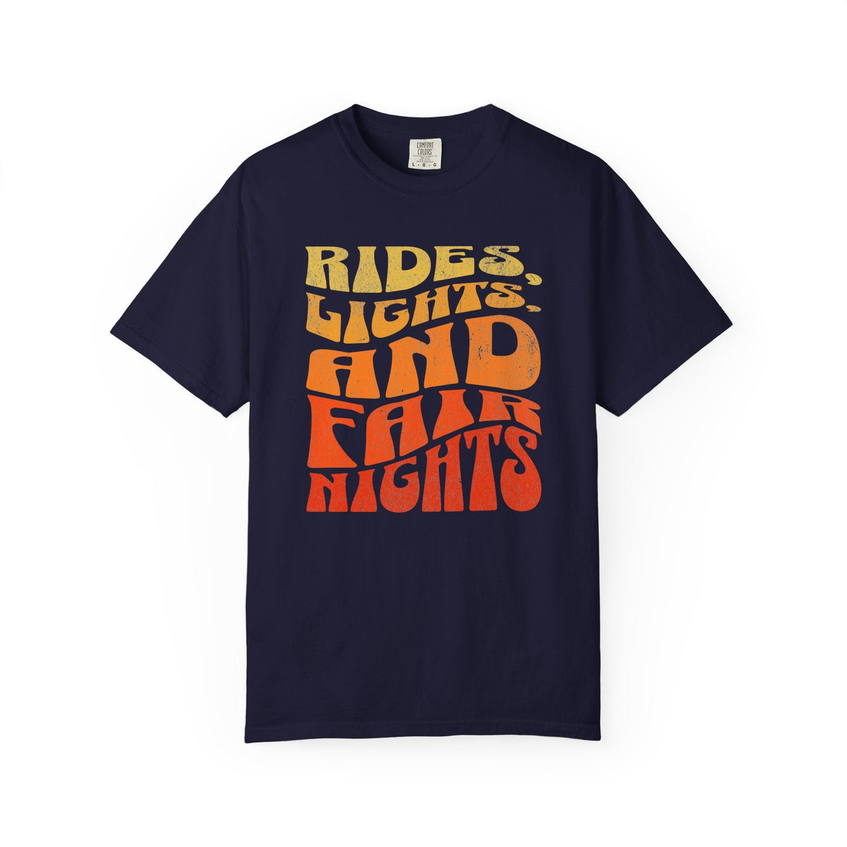 Rides Lights and Late Nights T-shirt | Retro Orange Gradient Typography - Samantha Cade Collection