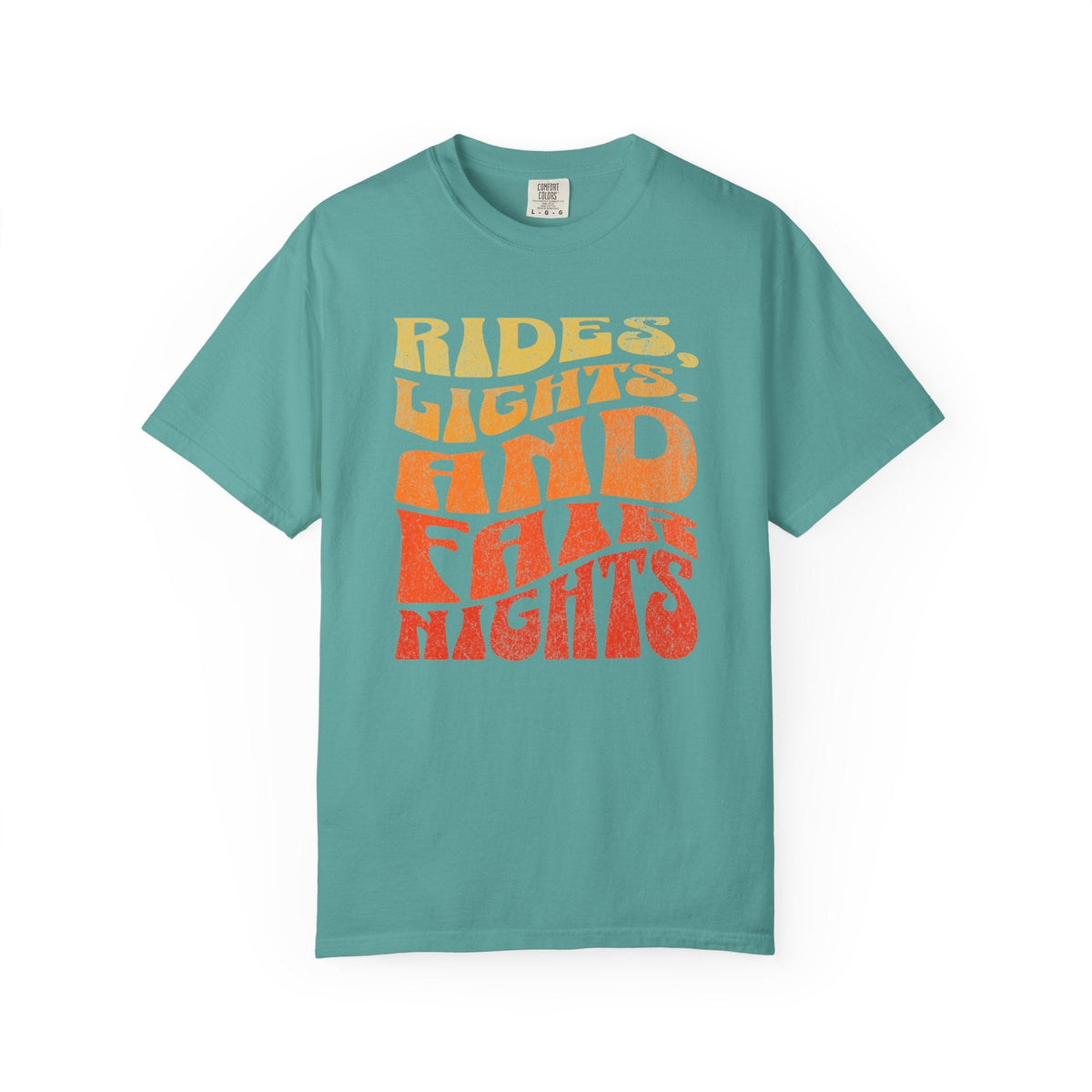Rides Lights and Late Nights T-shirt | Retro Orange Gradient Typography - Samantha Cade Collection