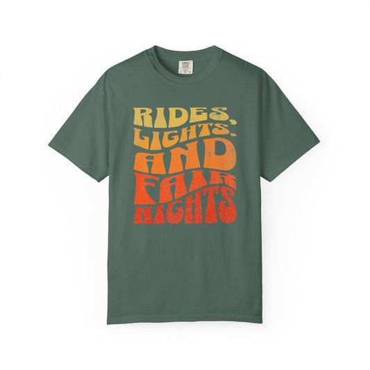 Rides Lights and Late Nights T-shirt | Retro Orange Gradient Typography - Samantha Cade Collection