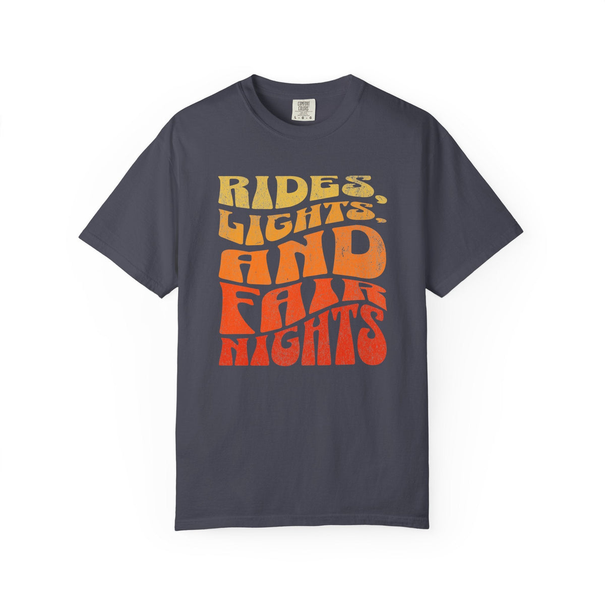 Rides Lights and Late Nights T-shirt | Retro Orange Gradient Typography - Samantha Cade Collection