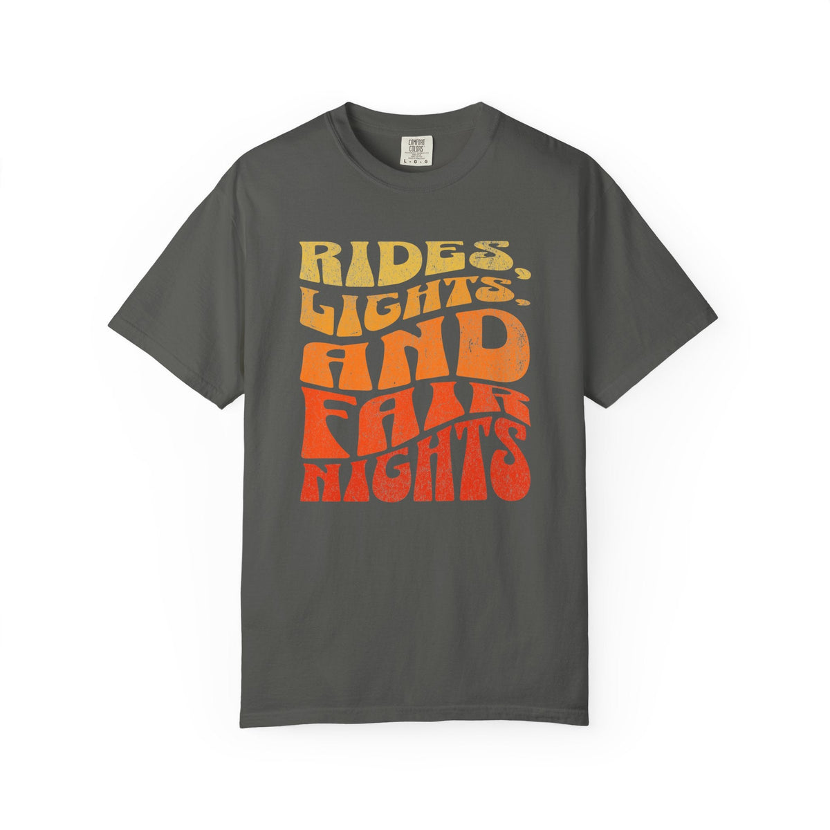 Rides Lights and Late Nights T-shirt | Retro Orange Gradient Typography - Samantha Cade Collection