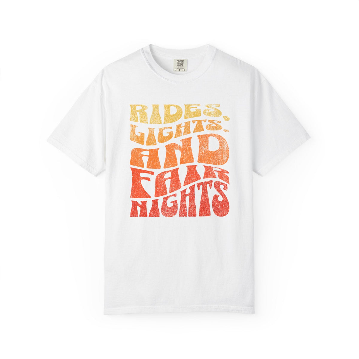 Rides Lights and Late Nights T-shirt | Retro Orange Gradient Typography - Samantha Cade Collection