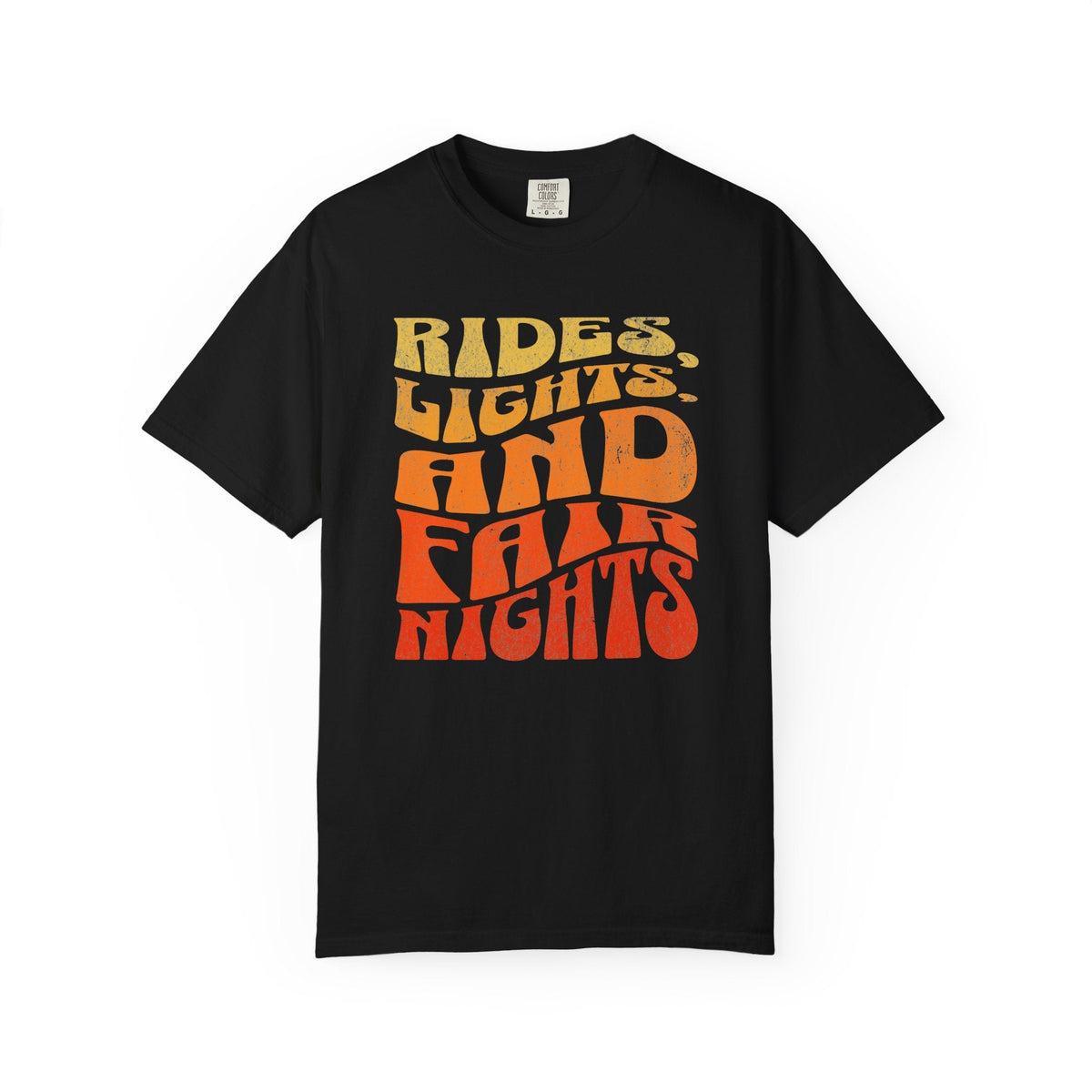 Rides Lights and Late Nights T-shirt | Retro Orange Gradient Typography - Samantha Cade Collection