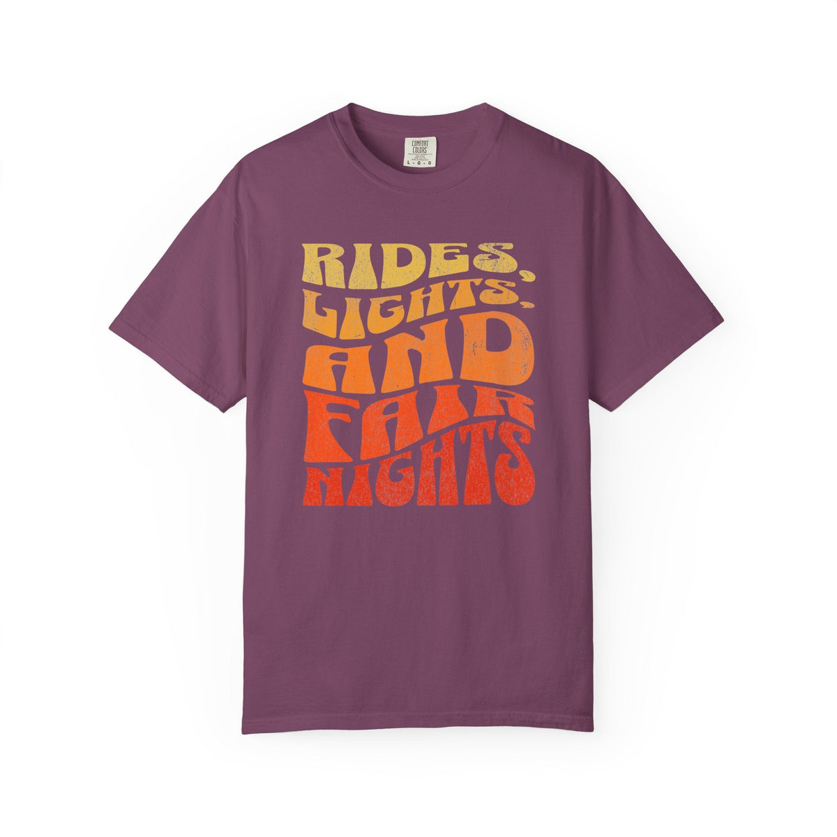 Rides Lights and Late Nights T-shirt | Retro Orange Gradient Typography - Samantha Cade Collection