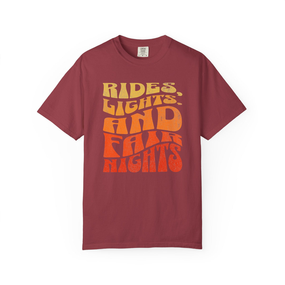 Rides Lights and Late Nights T-shirt | Retro Orange Gradient Typography - Samantha Cade Collection