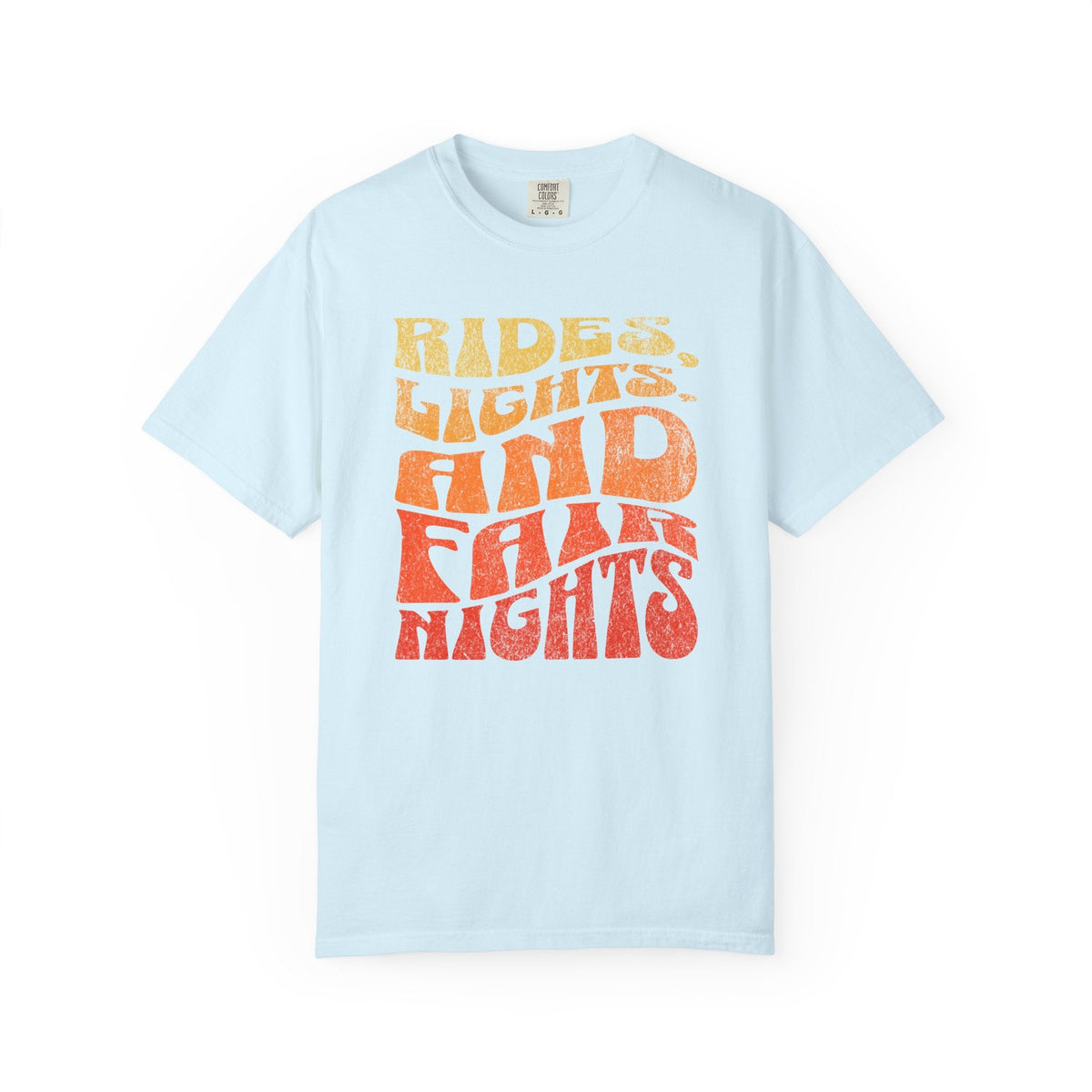 Rides Lights and Late Nights T-shirt | Retro Orange Gradient Typography - Samantha Cade Collection
