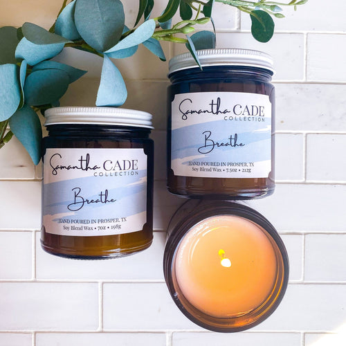 Breathe 7.5 oz Amber Jar Candle - Samantha Cade Collection