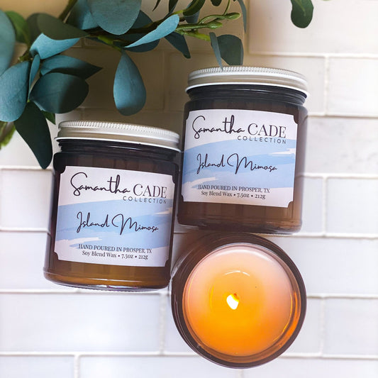 Island Mimosa 7.5 oz Amber Jar Candle - Samantha Cade Collection