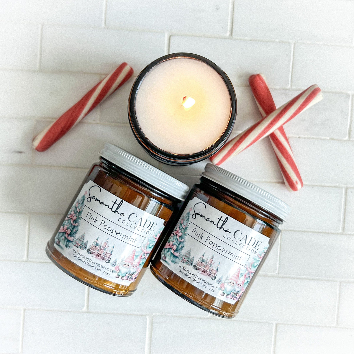 Pink Peppermint 7.5 oz Candle - Samantha Cade Collection